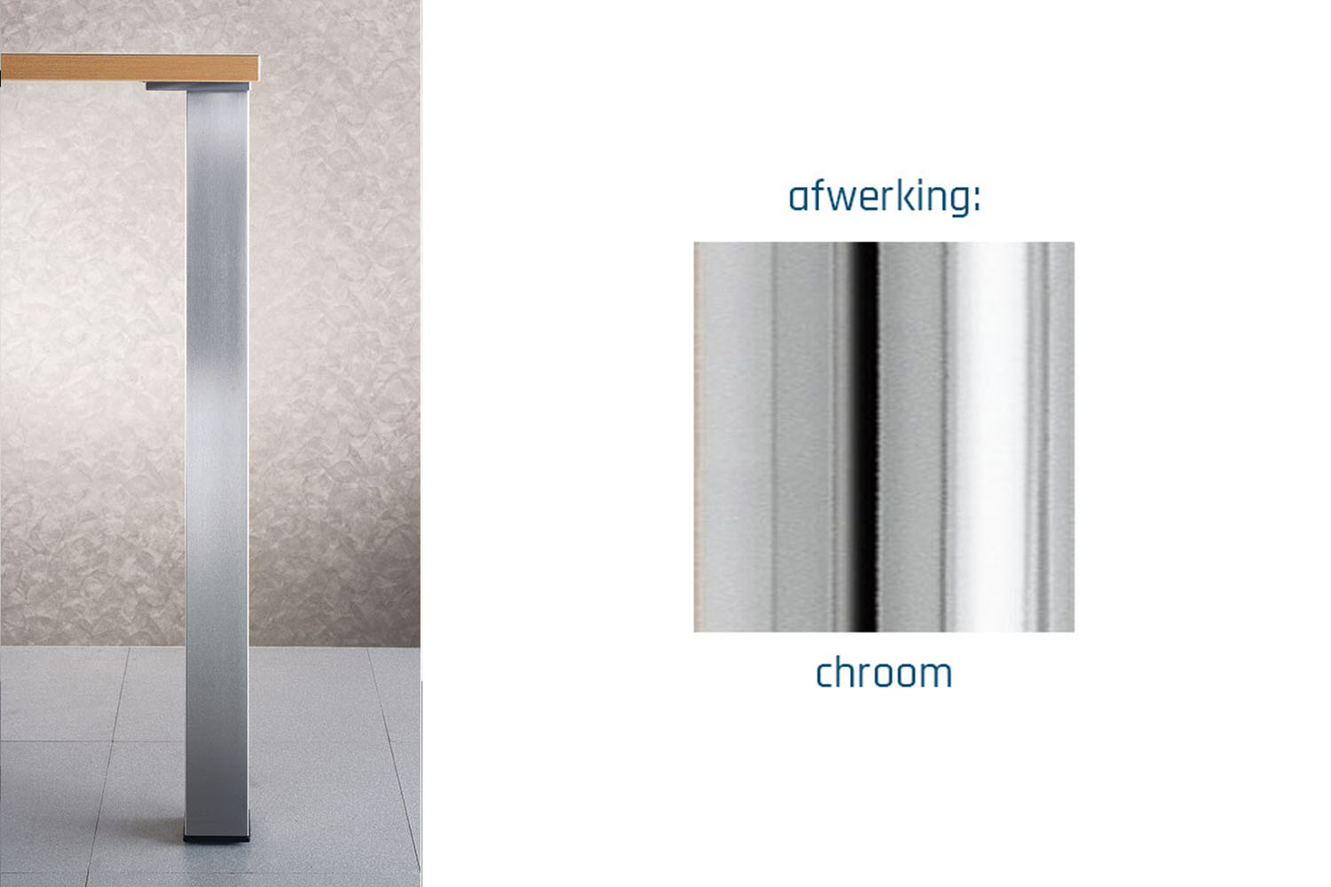 Tafelpoten - chroom - vierkant