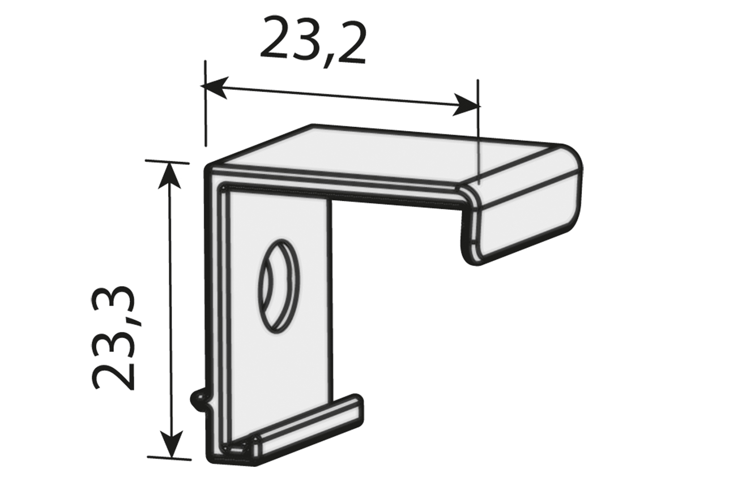 Montageclips voor schuine deur - voor Junior 2S en Junior 6 - kunststof - grijs