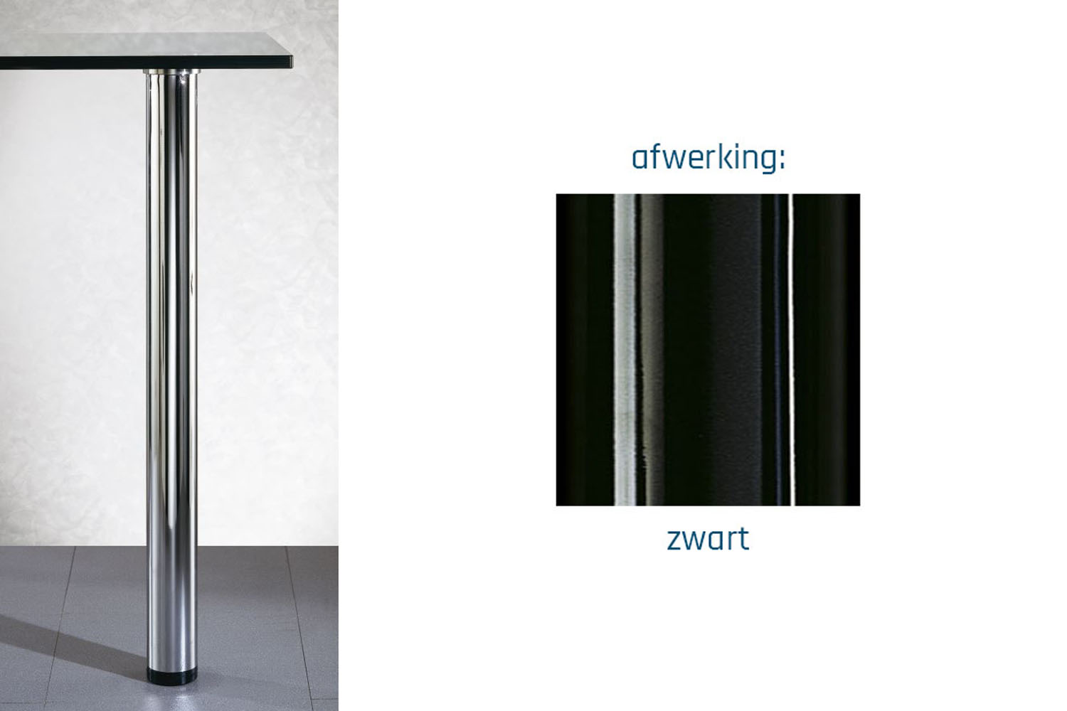 Tafelpoten - zwart - rond