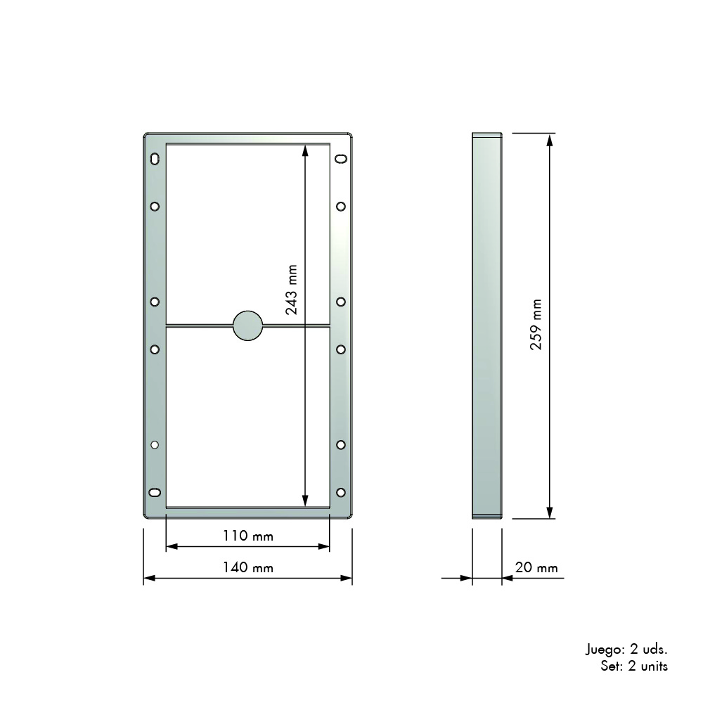 Kledinglift set opvulstukken 20mm - grijs
