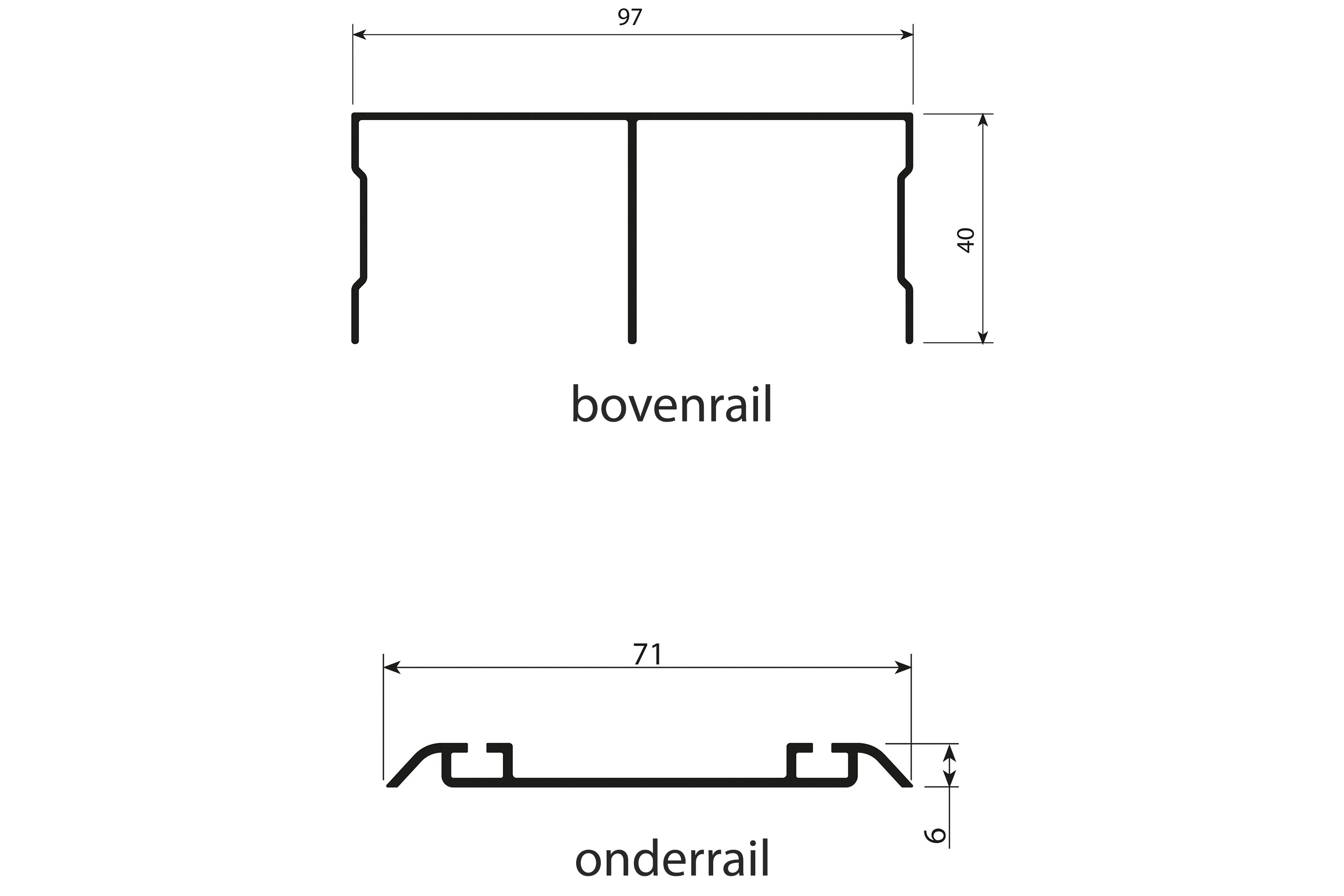 Set boven- en onderrail - junior 2S - 2m - brons