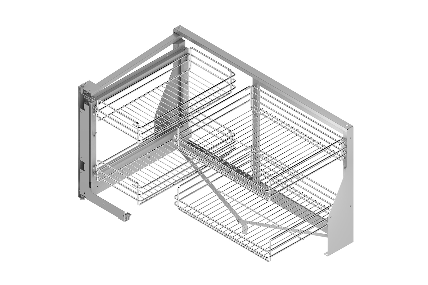 Moving corner - met draadmanden - links - chroom