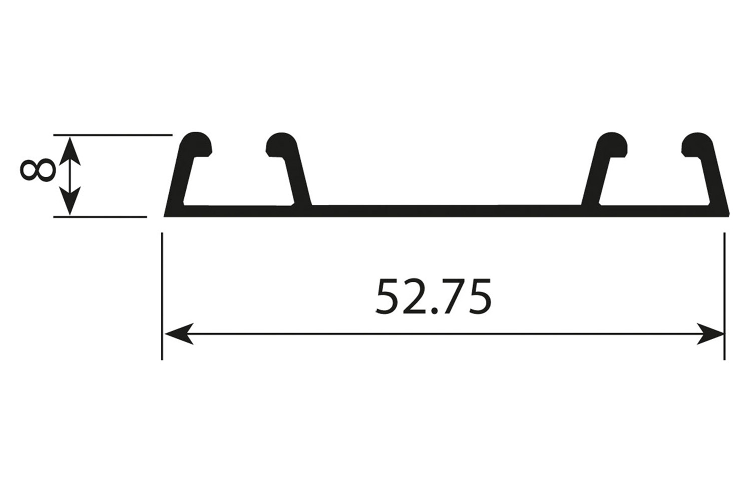 Onderrail - voor Junior 6 - 4200mm - aluminium - zwart