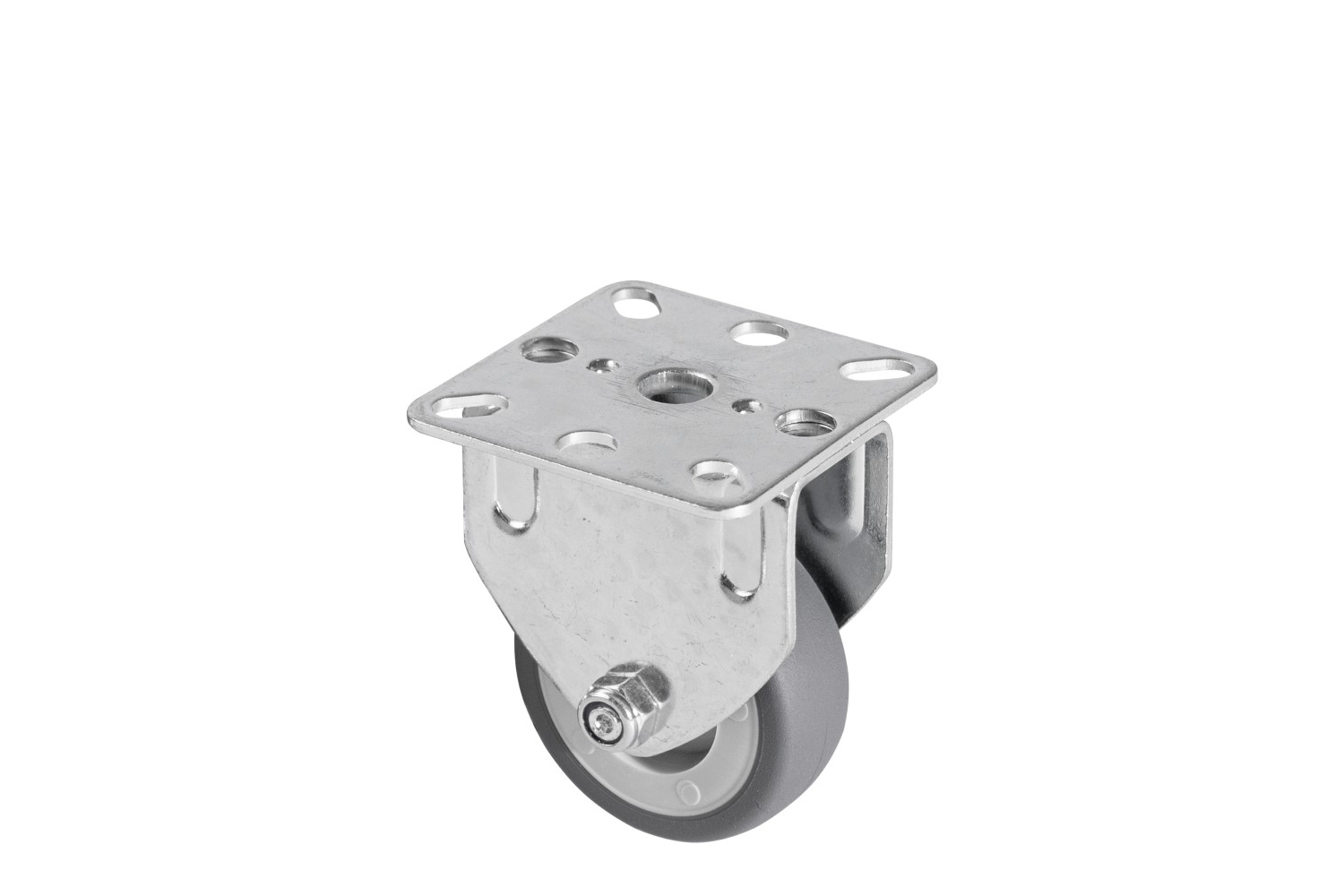 Apparatenbokwiel - grijs rubber - plaatbevestiging