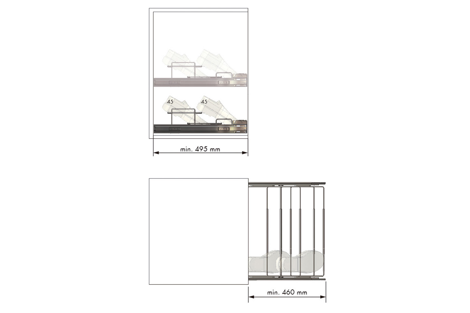 Uittrekbaar schoenenrek - basic - 450-650mm