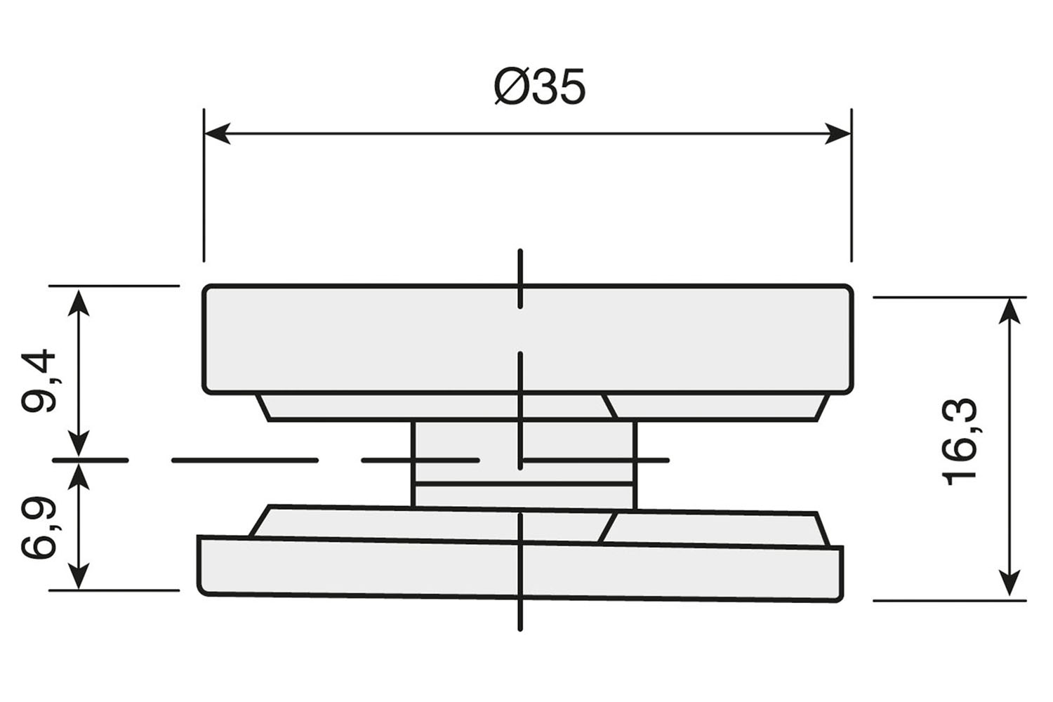 Spiraal excenter Grandes - 35mm - voor houtdikte vanaf 19 tot 34mm - zamak vernikkeld Spiraal excenter Grandes - 35mm - voor houtdikte vanaf 19 tot 34mm - zamak vernikkeld