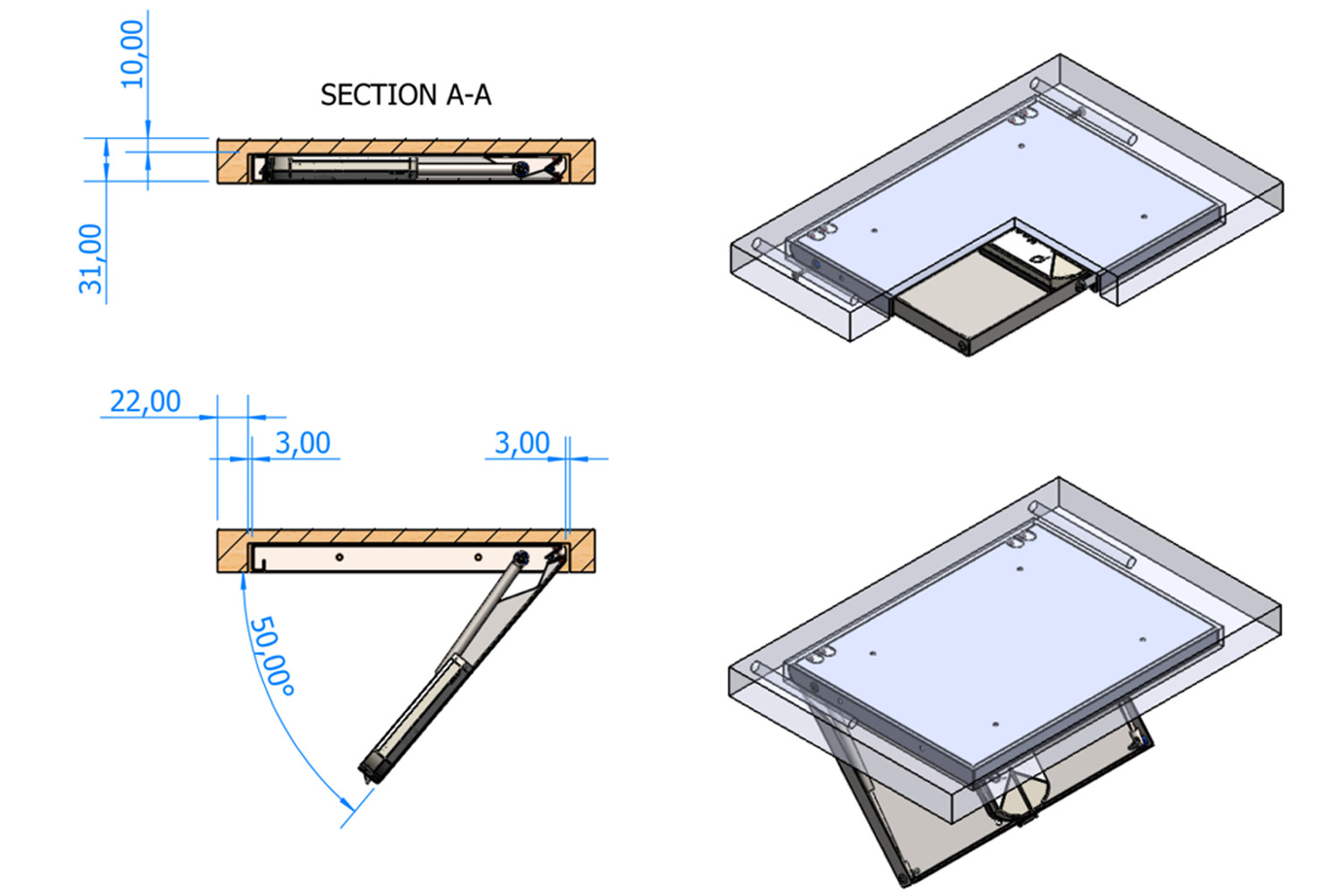Hood - inbouw kluis - 20mm