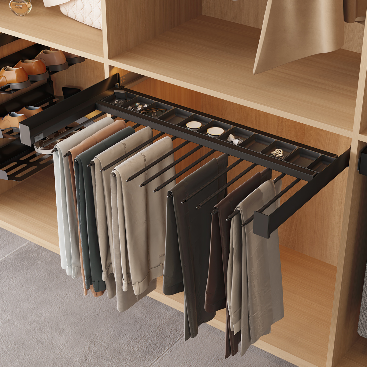 Luxe uittrekbare broekenhouder - Chic line - 322 mm diep - 600-700 mm