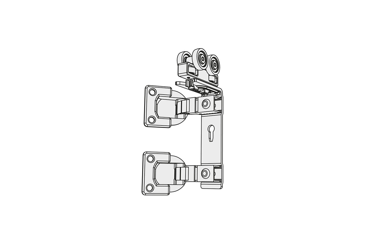 Bovenrol met dubbel scharnier- voor Systeem 77 vouwschuifdeur - aluminium - blank