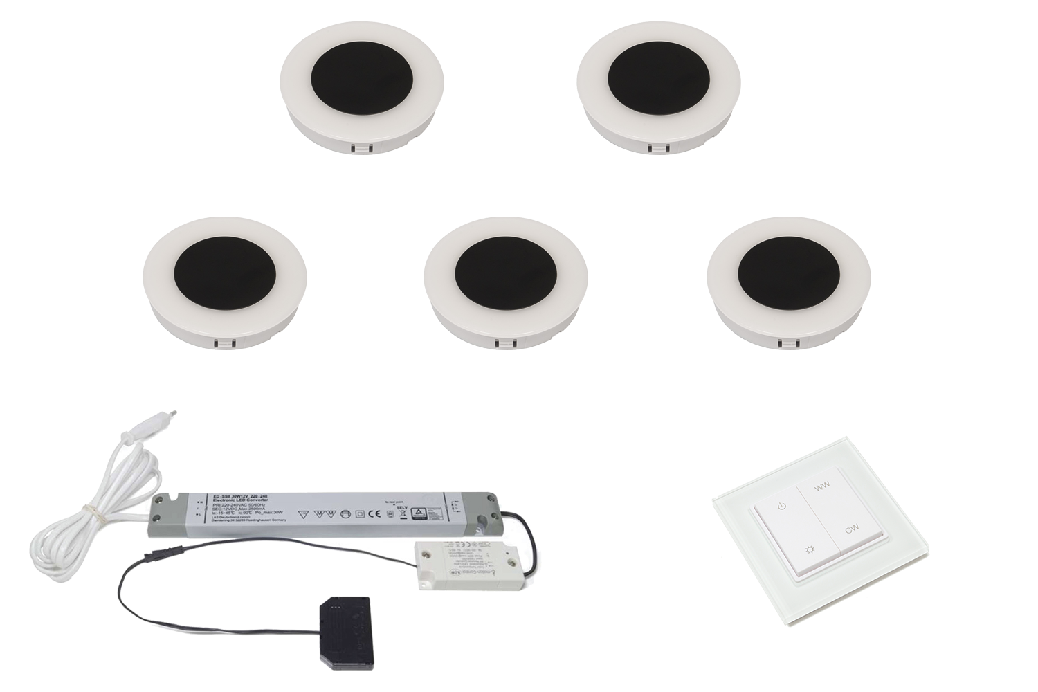 Complete LED spots - Cora - mat zwart of RVS