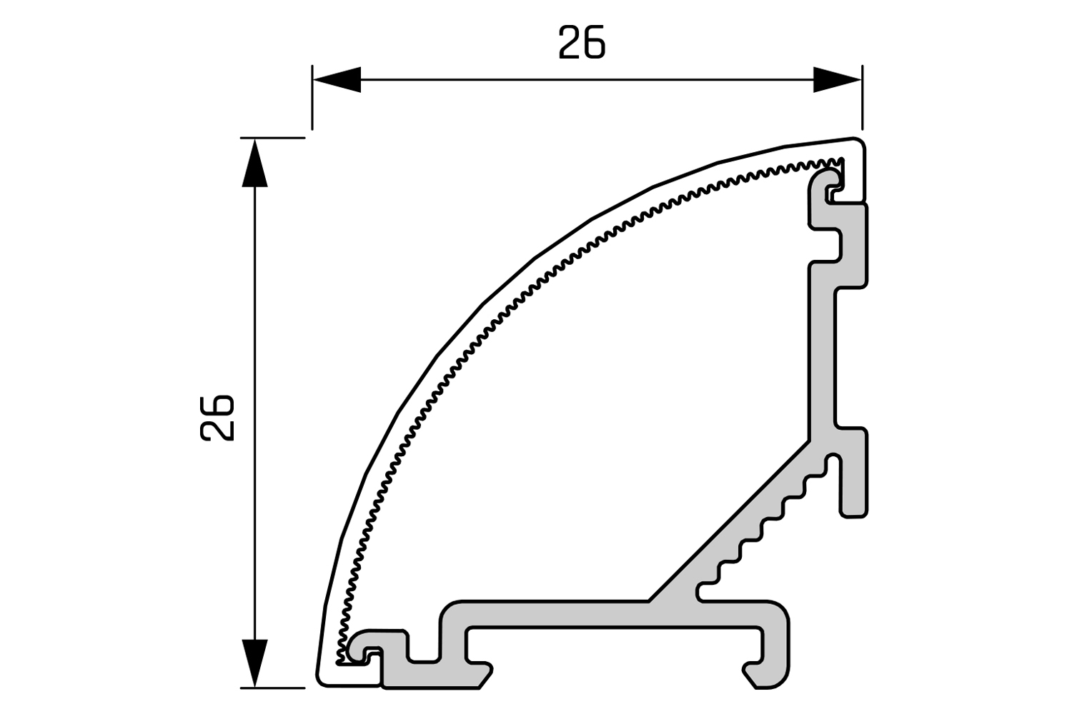 Led opbouw profiel - mini corner - rvs-look - 2000mm - incl. afdekprofiel