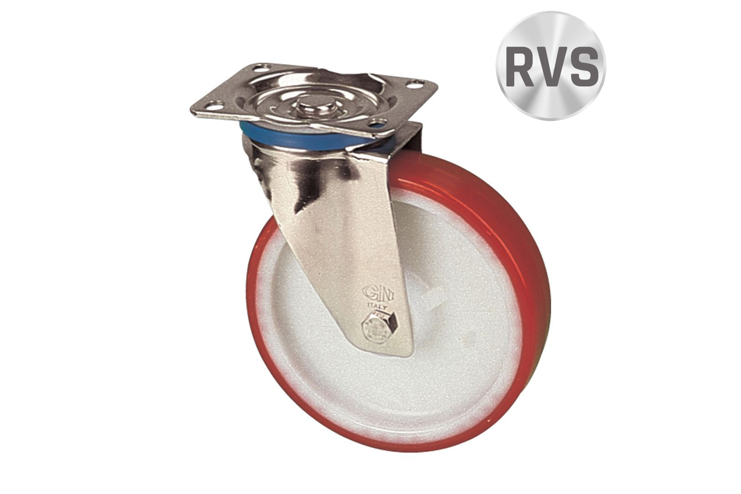 RVS Zwenkwielen met PU loopvlak - nylon kern