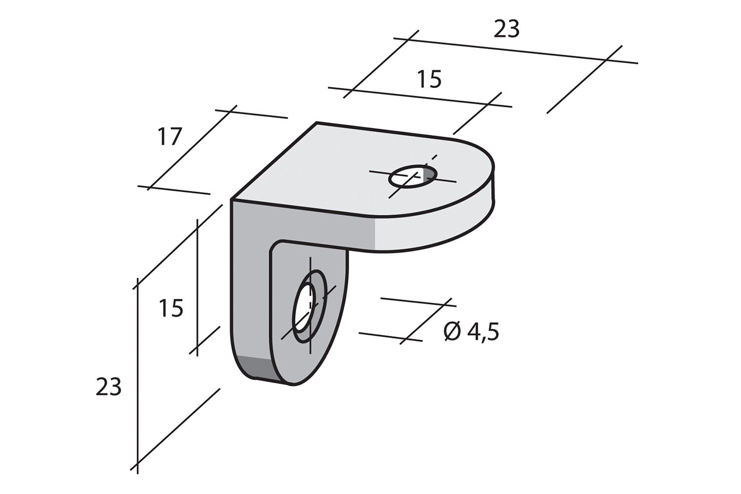Hoekverbinder - 23 x 23 x 17mm - kunststof wit