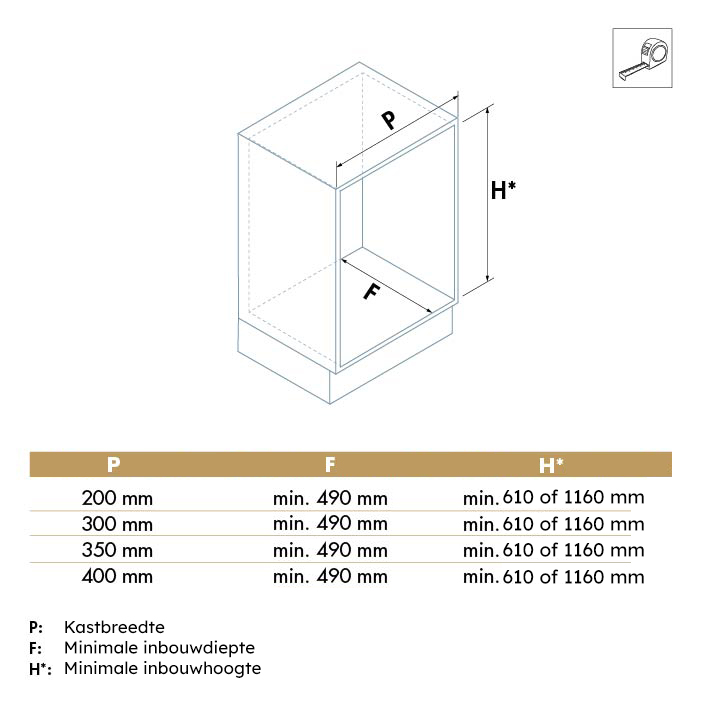 Uittrekframe met 3 draadmanden - 200mm