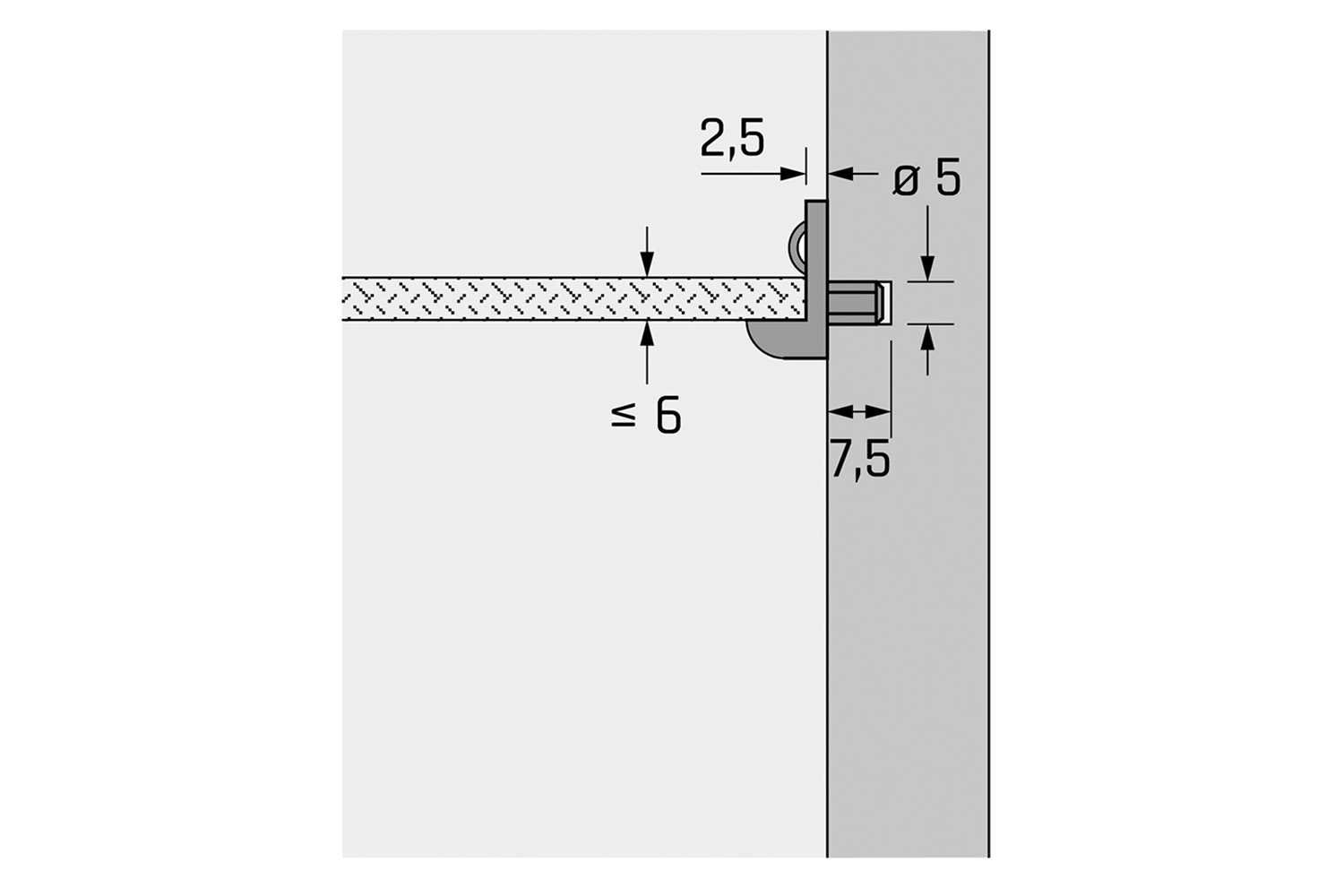 Glasplaatdrager - Ø5 x 7.5mm - transparant kunststof
