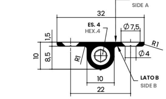 Deurspanbeslag - 2300-2000mm - aluminium - opschroefbaar en infreesbaar - inkortbaar