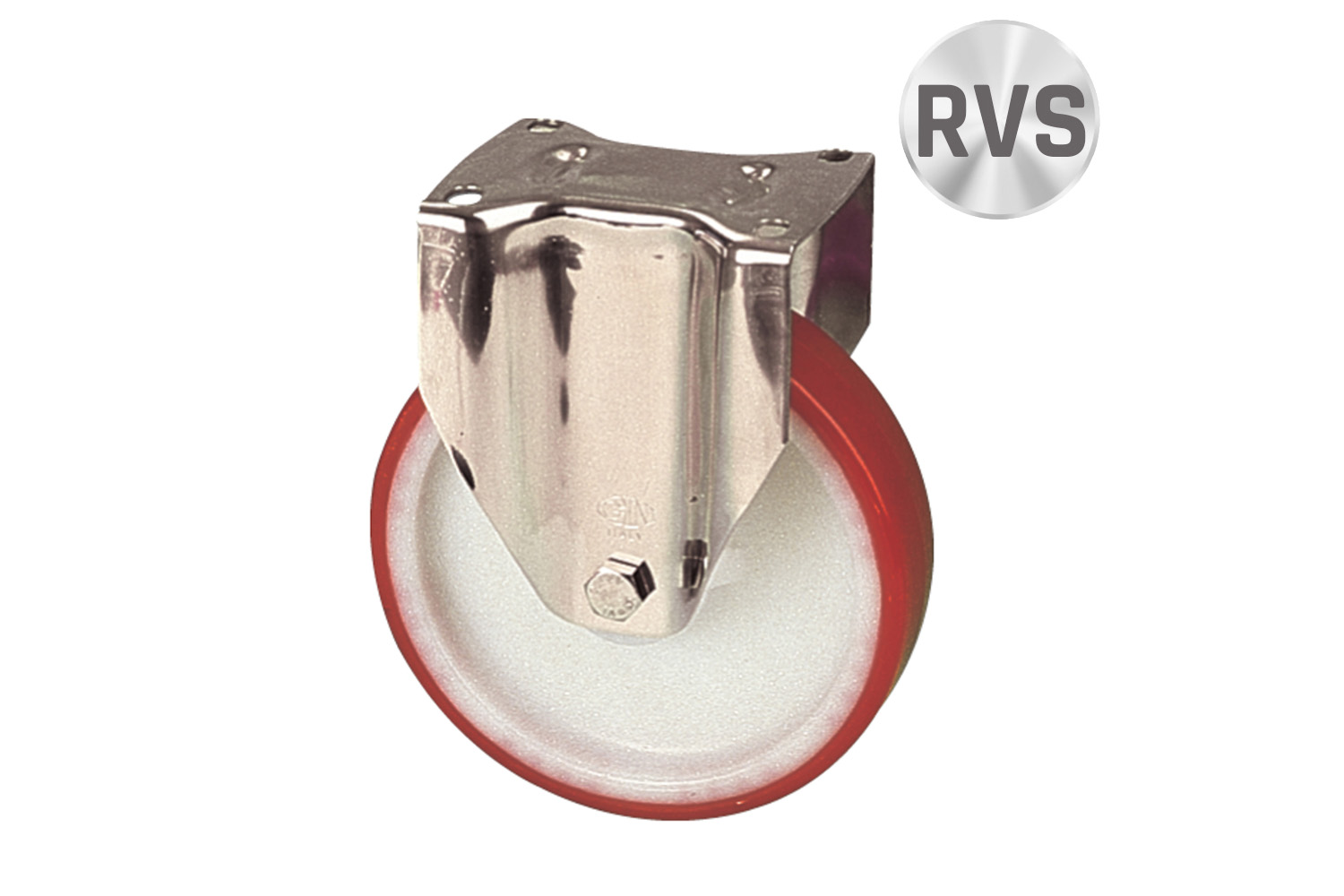 RVS Bokwielen met PU loopvlak - nylon kern