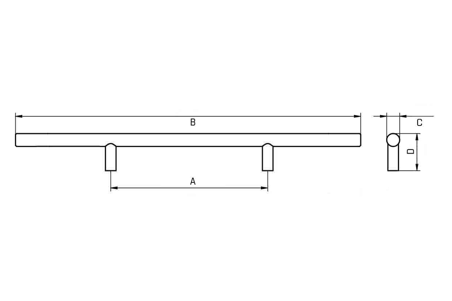 Metalen staafgreep Palermo - chroom