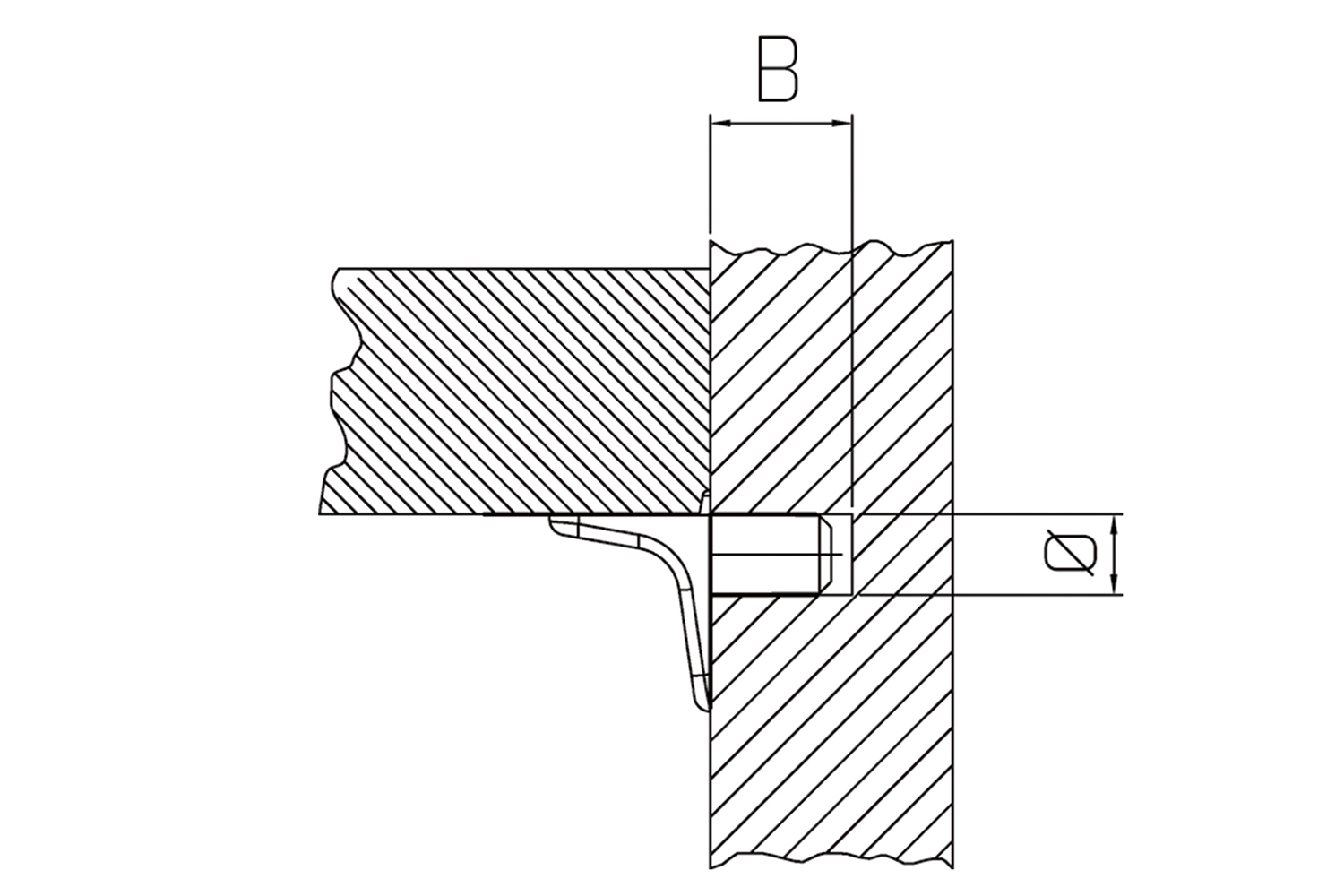Kastplankdrager - SD1 - Ø5 x 8mm - staal vernikkeld