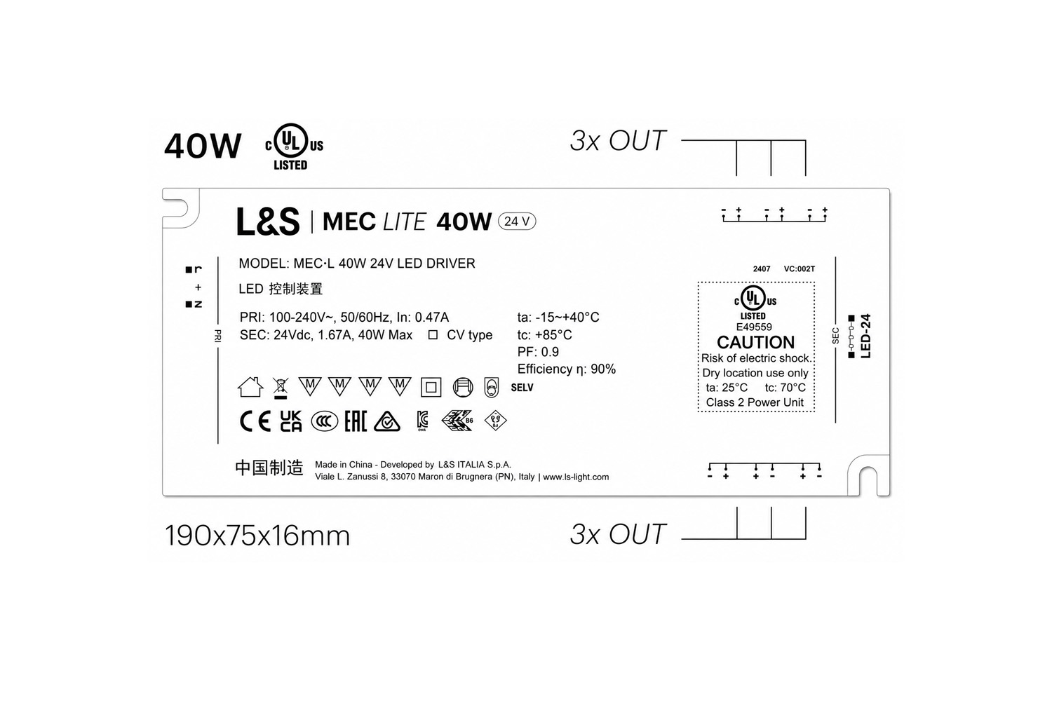 LED trafo Mec Lite - 24V - 40W