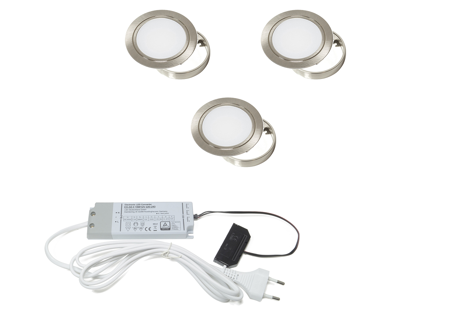 Chip - opbouw led spots - rvs-look - set van 3 - 4000K