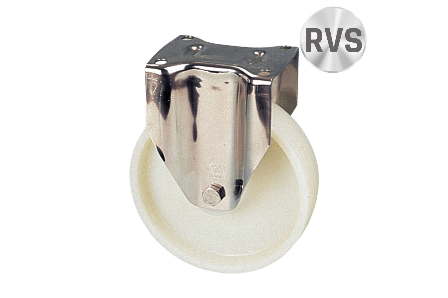 RVS bokwielen met nylon loopvlak