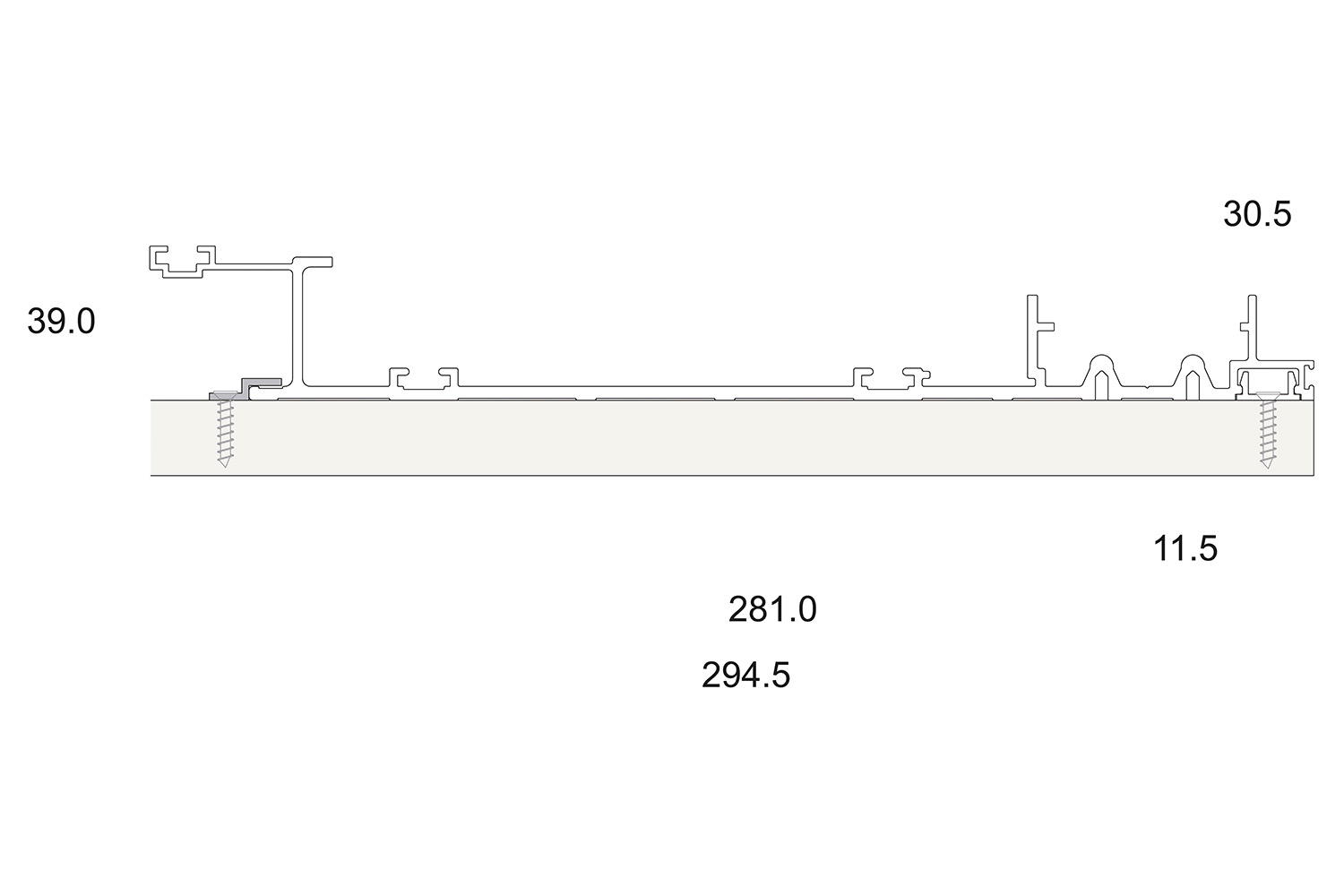 Set boven- en onderrail - systeem online - 2000mm Set boven- en onderrail - systeem online - 2000mm