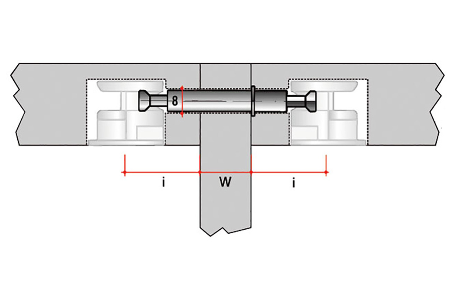Mini excenter bout - dubbel - Ø7 x 34mm - voor houtdikte 19mm