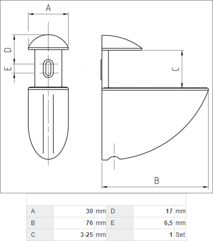 Schapdrager universeel - set van 2 - voor houtdikte vanaf 5 tot 25mm - metaal aluminium-look