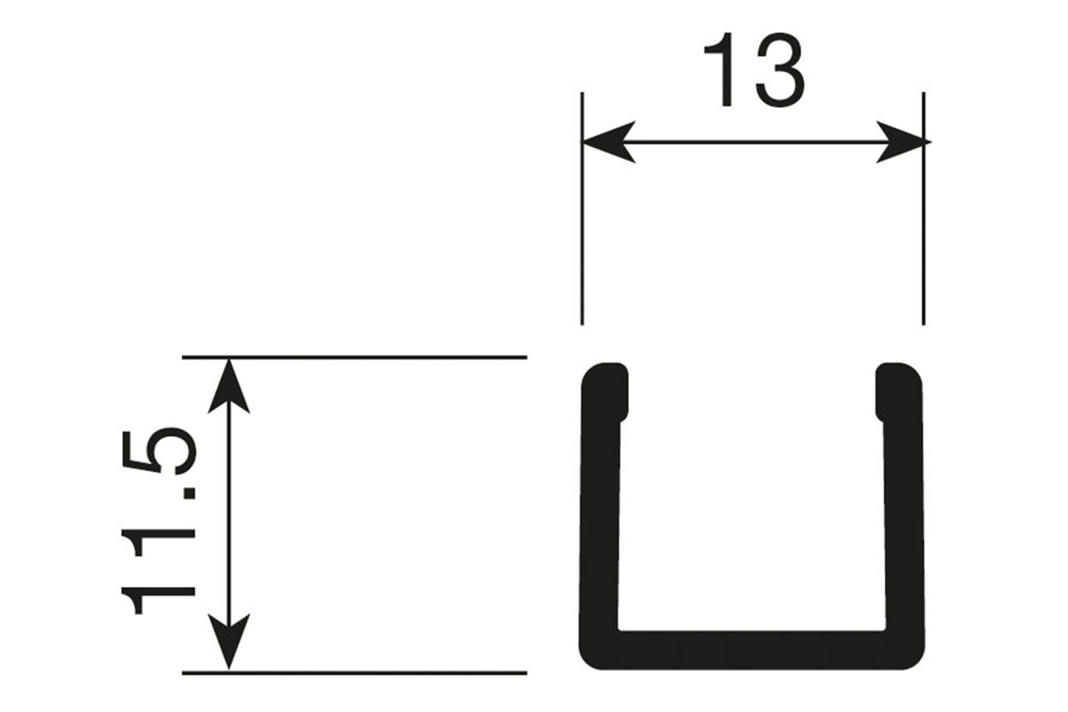 Deurprofiel - voor Junior 6 - 2000mm - aluminium - zwart - laag model