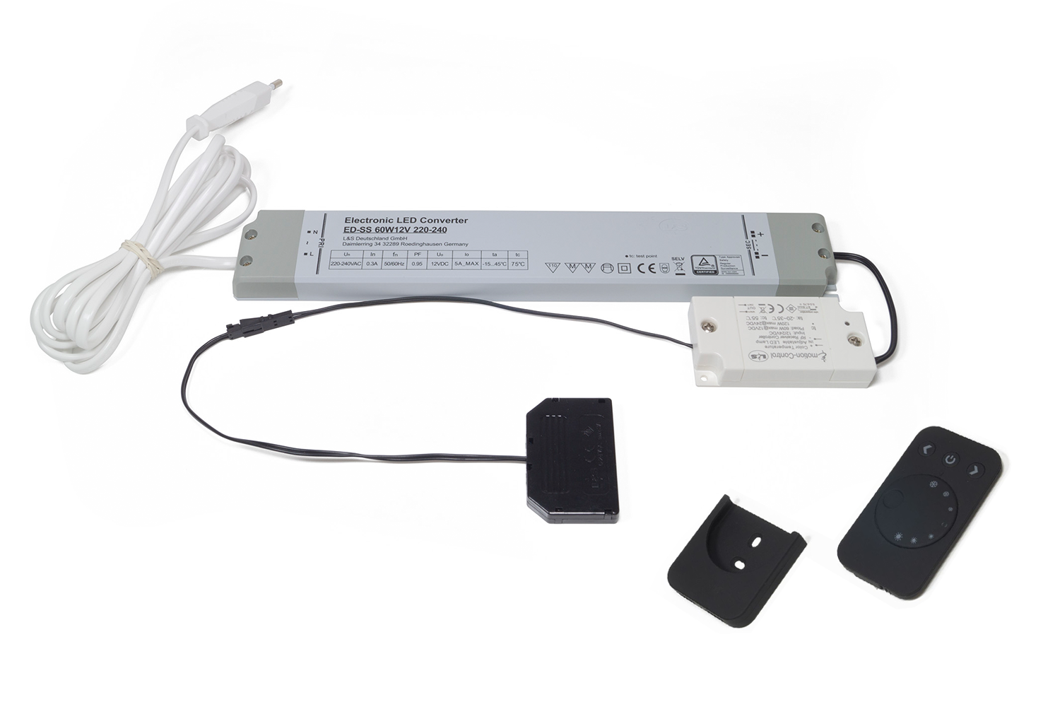 Startset LED trafo - Emotion - 24V - 60W - zwarte 1-kanaals afstandsbediening