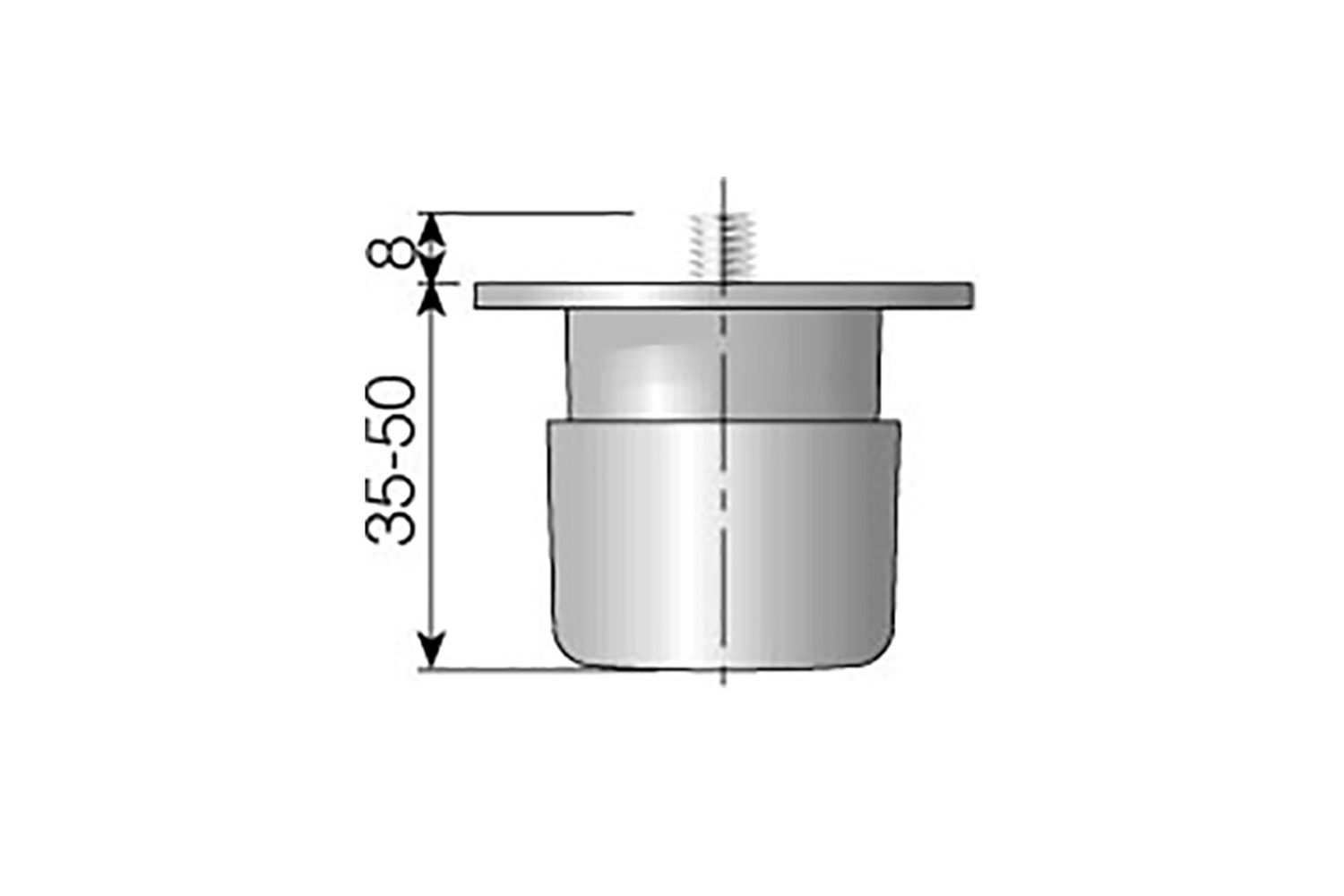 Verstelbare meubelpoten - wit - M8-schroef - 35-50mm