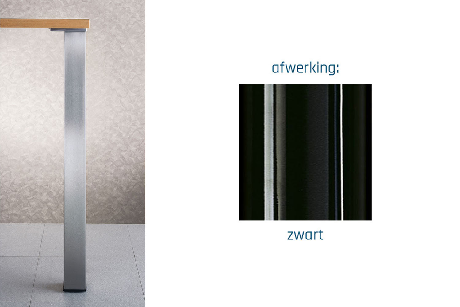 Tafelpoten - zwart - vierkant