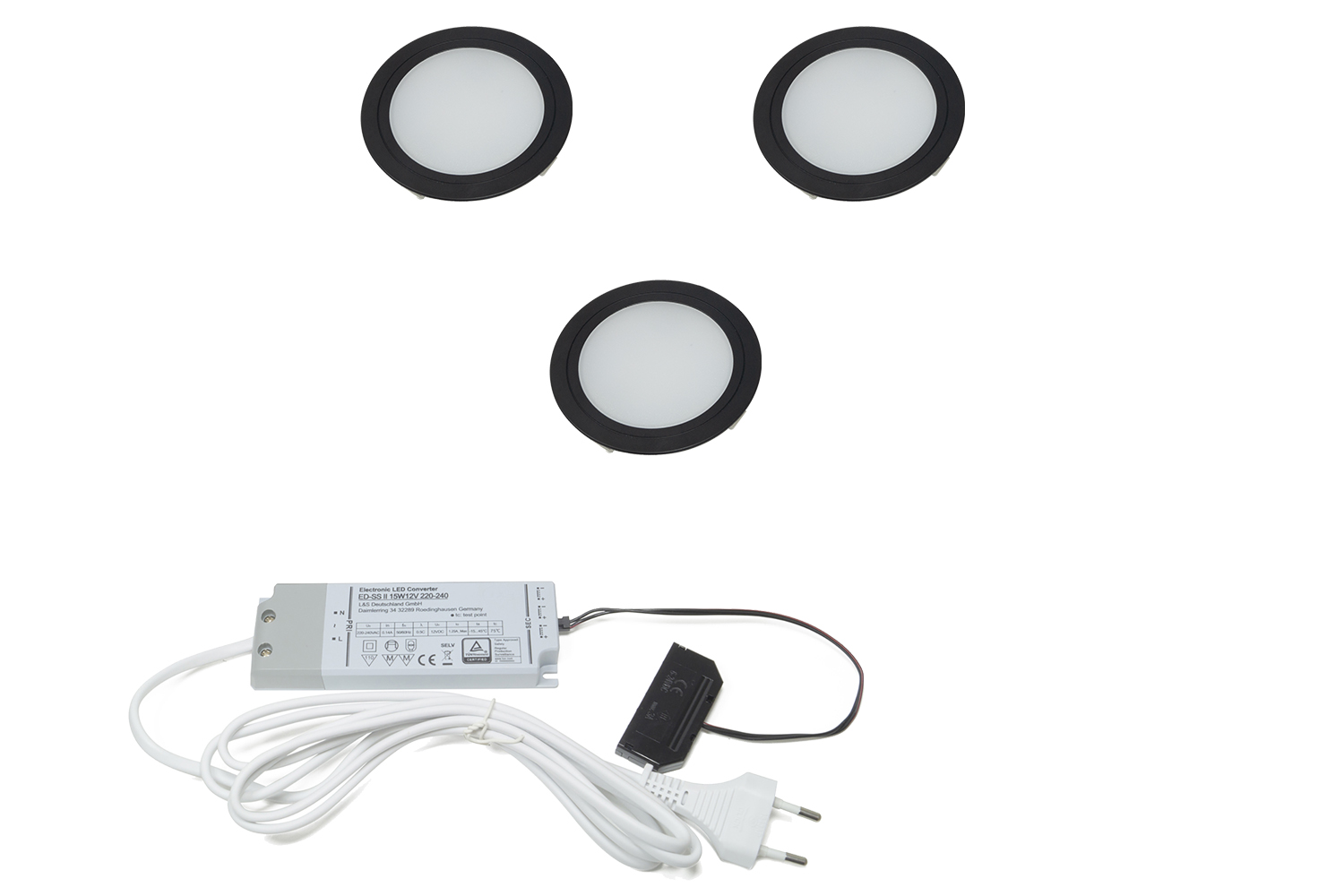 Chip - inbouw led spots - mat zwart - set van 3 - 3000K