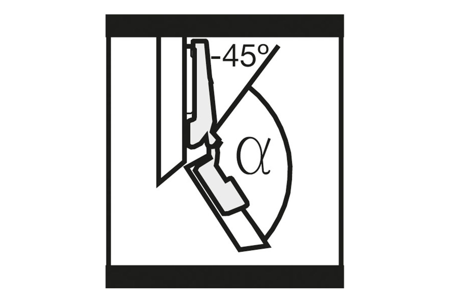 Potscharnier hoek - Mesuco 143 - -45-65° - volledig opdek - opschroefbaar Potscharnier hoek - Mesuco 143 - -45-65° - volledig opdek - opschroefbaar