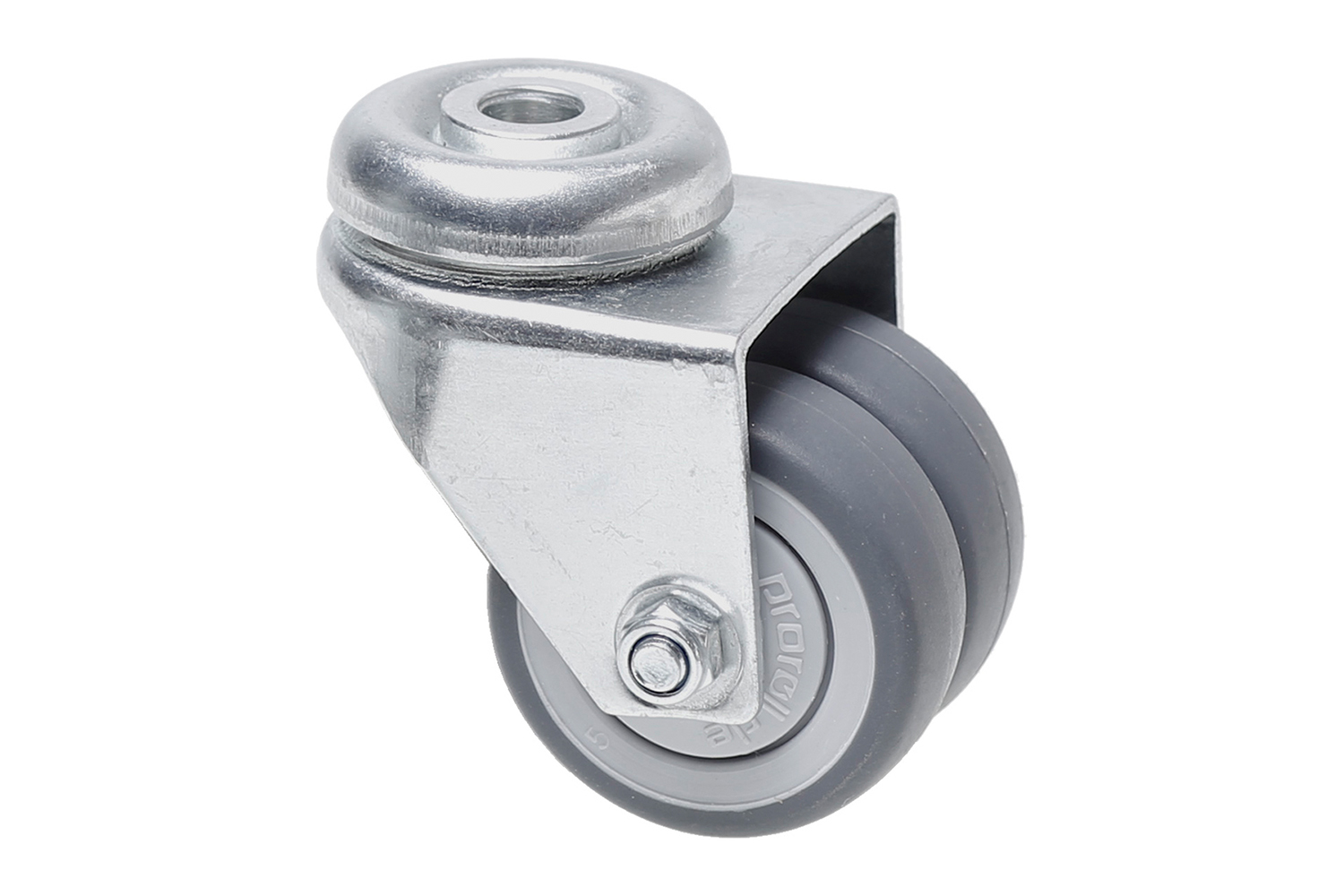 Apparatenwielen - grijs rubber - gatbevestiging