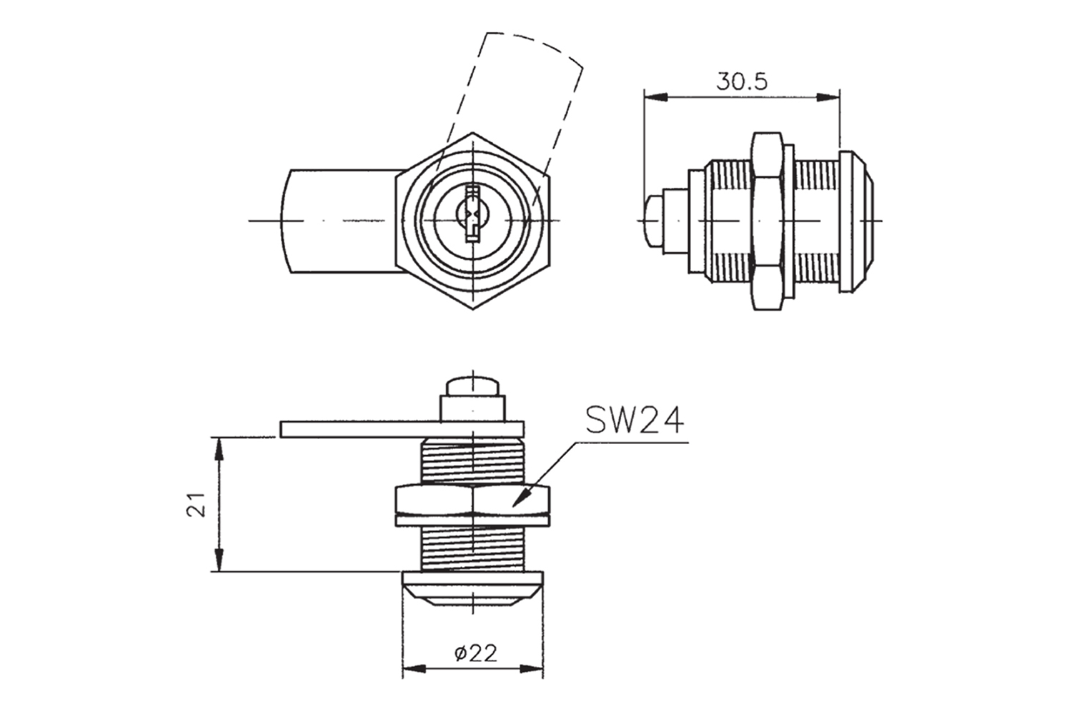 Hevelslot - links - voor stalen deuren en trespa deuren tot 8mm - sw24 moer - staal - vernikkeld (excl. inzetcilinder) Hevelslot - links - voor stalen deuren en trespa deuren tot 8mm - sw24 moer - staal - vernikkeld (excl. inzetcilinder)
