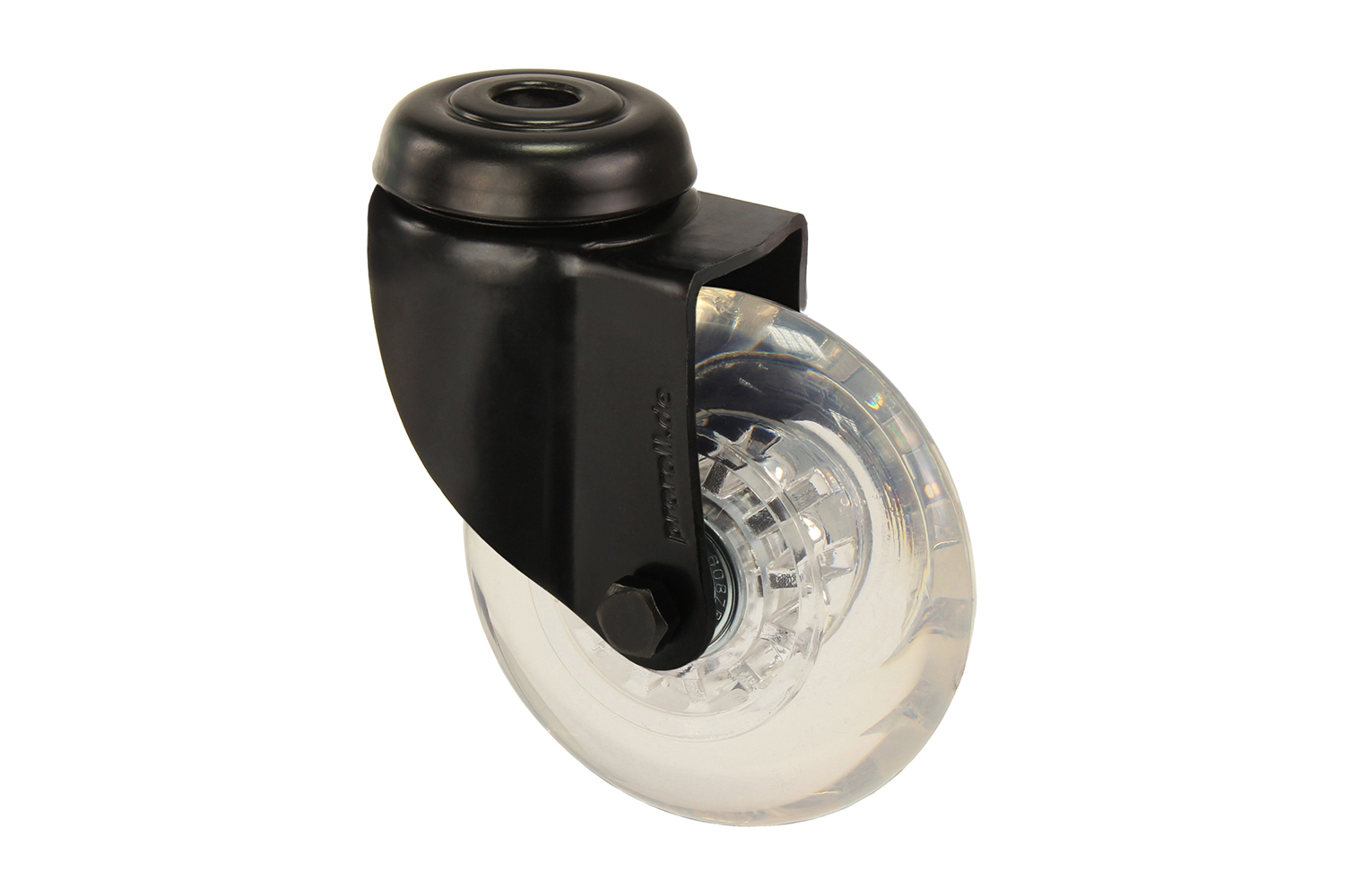 Zwarte zwenkwielen met PU skate wiel - gatbevestiging