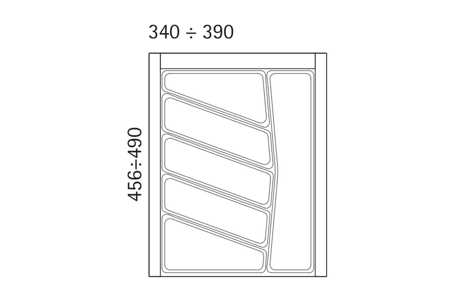 Antraciete bestekbak op maat - 340-390mm