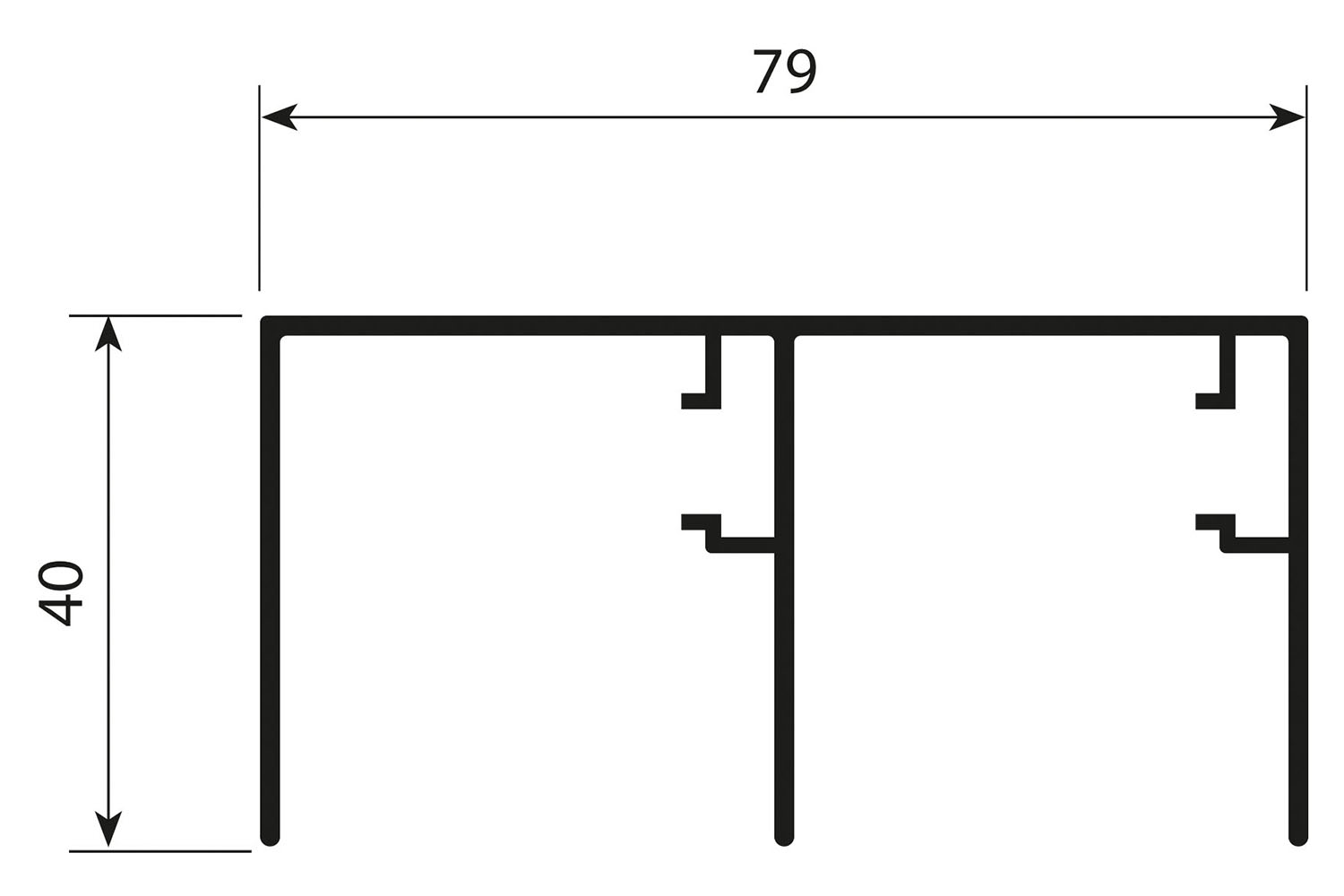 Bovenrail - voor Junior 6 - 5100mm - aluminium - mat wit structuur