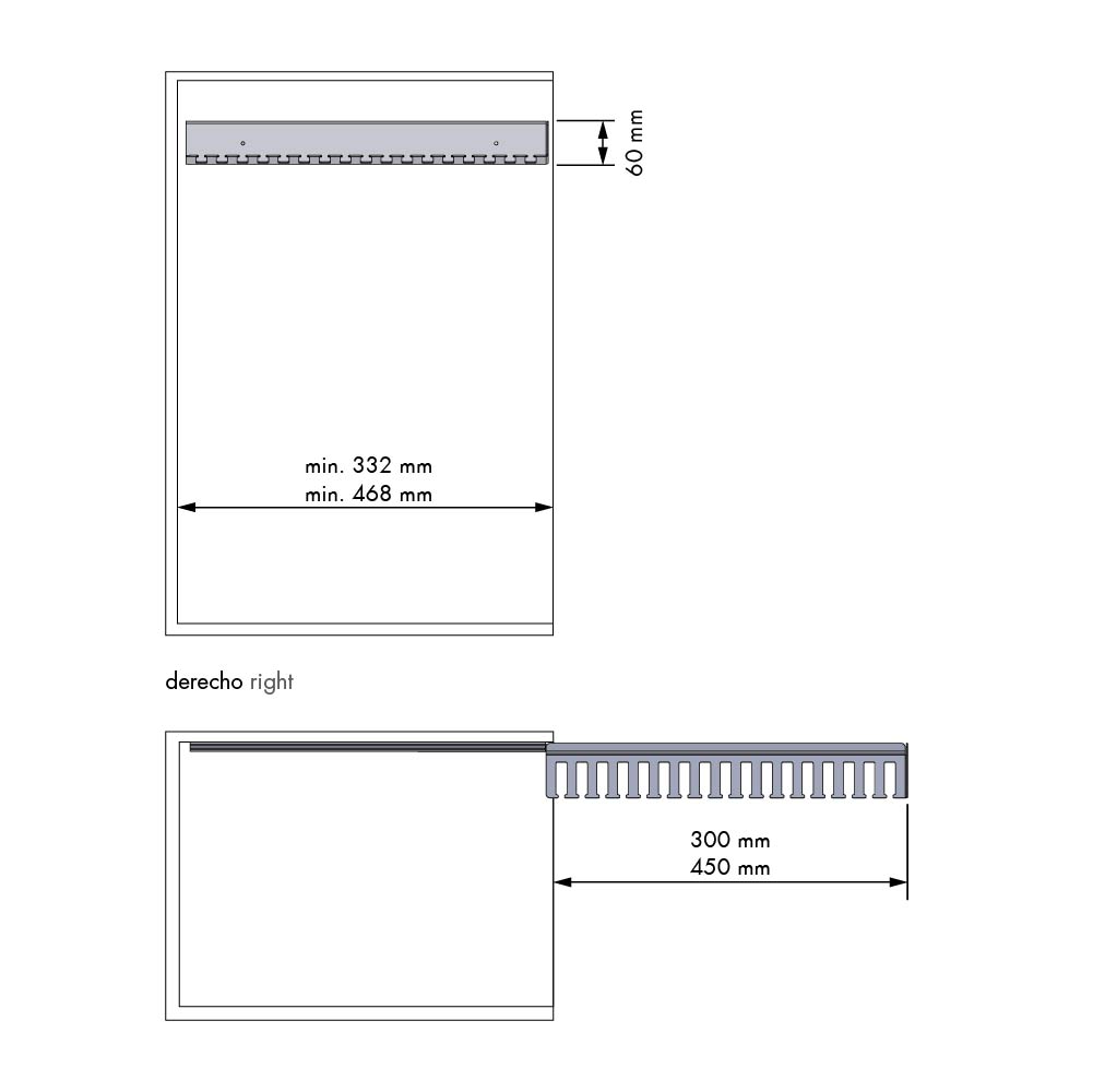 Luxe stropdas- en riemhouder - Chic Line - rechts - 310 mm