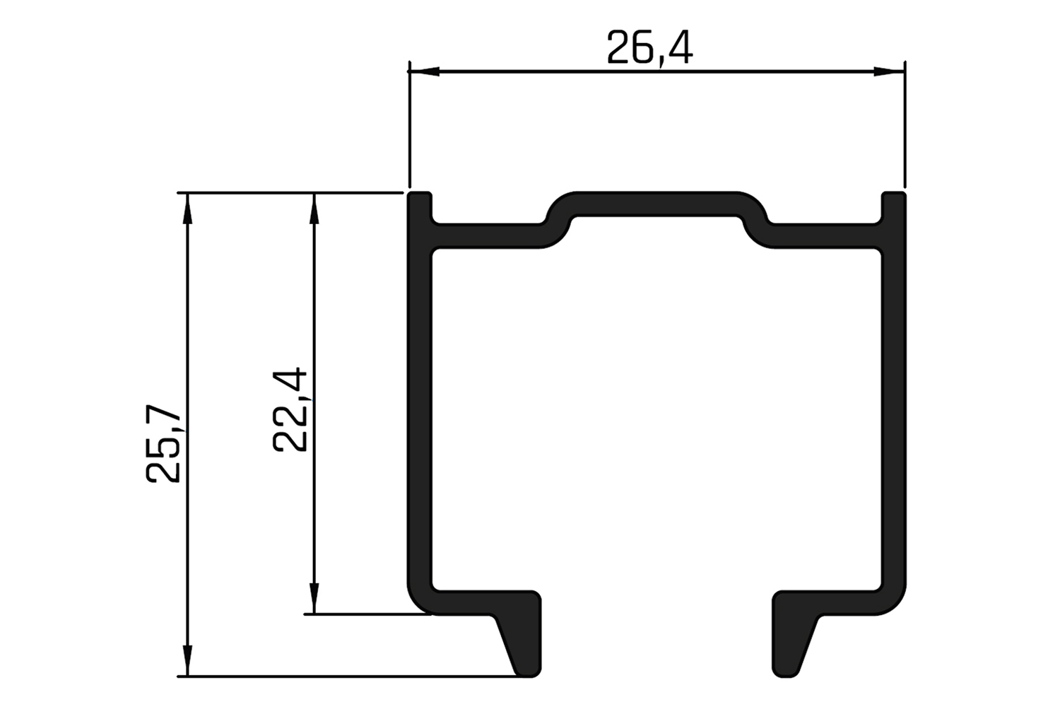 Bovenrail - voor Systeem 77 vouwschuifdeur - 2000mm - aluminium - blank