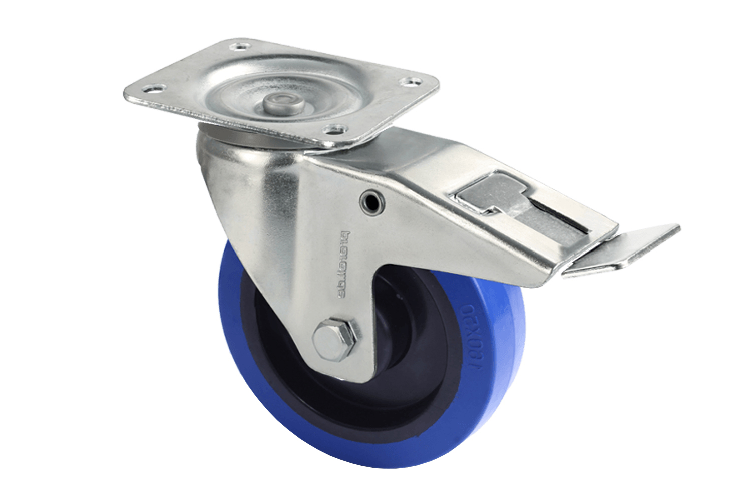 Transportwielen met blauwe, niet-strepende, elastische rubberband - plaatbevstiging