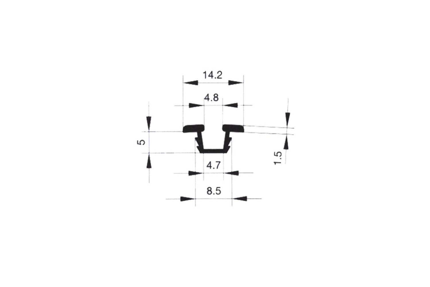 U-profiel - voor Systeem 55 - lengte: 748mm - kunststof - wit