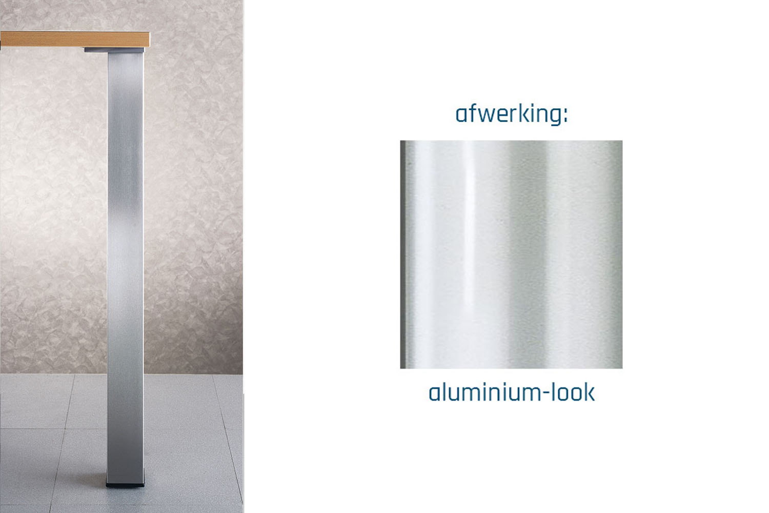 Tafelpoten - aluminium - vierkant