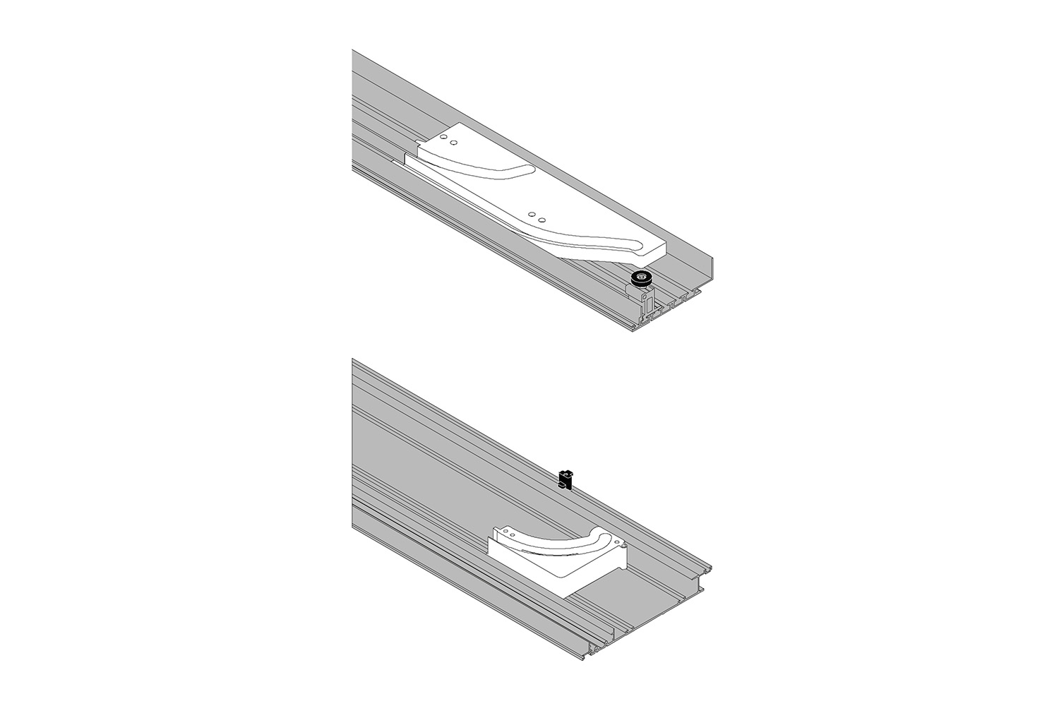 Set boven- en onderrail - systeem online - 2000mm Set boven- en onderrail - systeem online - 2000mm