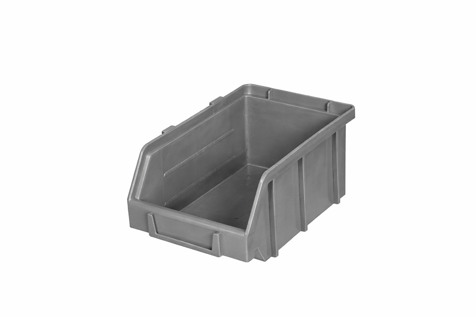 Stapelbare grijze magazijnbakken