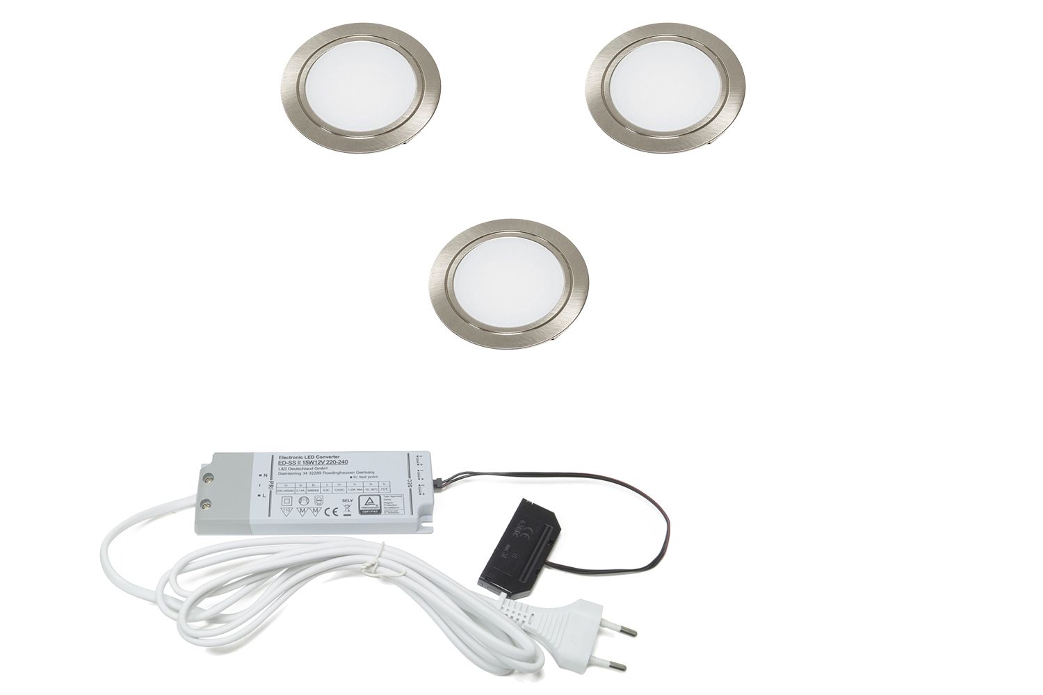 Chip - inbouw led spots - rvs-look - set van 3 - 3000K