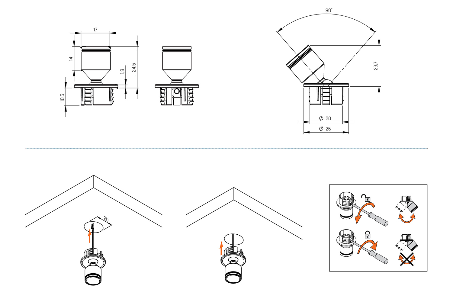 Led inbouw spot - flexspot - zwenkbaar - 2700-6500k - zwart - 1,3w - 12v