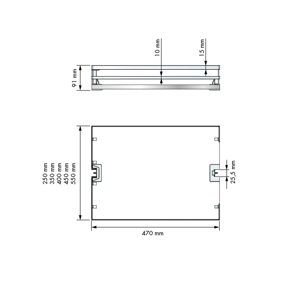 Plateau voor apothekerskast - antraciet - flat line - 300mm